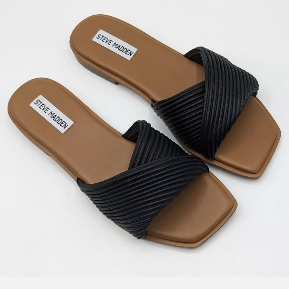 Steve Madden Women's Size 10 Limitt Textured Slide Dandle, Black, NEW Quick Ship - Picture 5 of 9